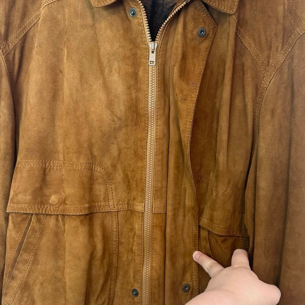Bally VTG Men’s 100% Real Leather Suede Bomber Jacket Size 42 Brown Italy Made - Picture 12 of 14